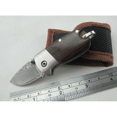 China Knife TOOTH OEM Damascus Mini Key Knife Pocket Folding Knife Gift Camping Knife for sale