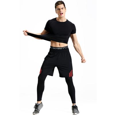 China Men's Breathable Workout Gym Fitness Compression Sports Suit Breathable Clothes Exercise Running Workout Wear Sport Jogging Tights for sale