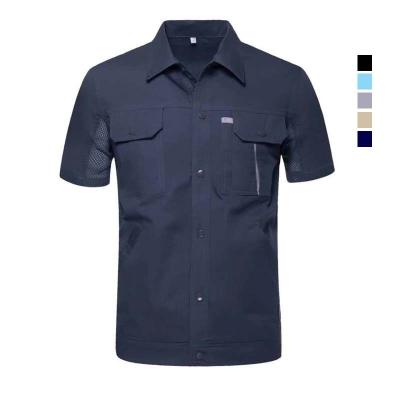 China Custom industrial work wear summer men's work shirt with logo workwear workshop auto mechanic shirt mechan uniform for construction for sale