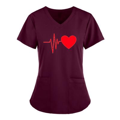 China 2022 hot sale HOSPITAL SUMMER UNIFORM (FEMALE) DOCTOR scrubs top scrubs uniform sets v neck stacked jacket medical uniforms tops nursing scrubs logo customized for sale