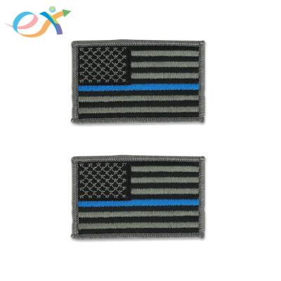 China OEM Viable Custom Embroidered Tactical Denim Hat Flag Patches For Ball Caps for sale