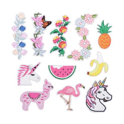 China Sustainable Design Applique Iron On Embroidery Flamingo Unicorn Patches for sale