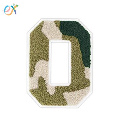 China Customized Viable Cheap Logo Numbers Orange Chenille Felt Fabric Sports Jacket Alphabet Chenille Patches for sale