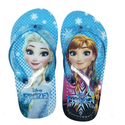 China Flat 2021 Summer New Style Lovely Cartoon Princess Girl Character Flip Flop Mirror Anti-Skid Frozen Slippers for sale