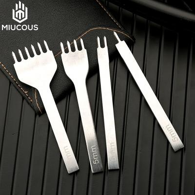 China Practical DIY Fork 1/2/4/6 Punch Leather Tools 5mm Blank Steel Chisel Punch Leather Chisel Tool Kit for sale