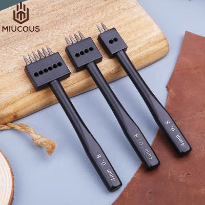 China Leather Craft Tools Wholesale 4mm 2/4/6 Fork Black Leather Chisel Leather Puncher Leather Quills Punch Tool Kit for sale