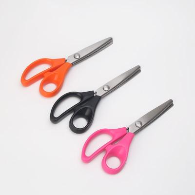 China Sharpness Sand Zig Zag Handle Scissors Professional Tailor Wavy Bow Pattern Tooth Scissors for sale