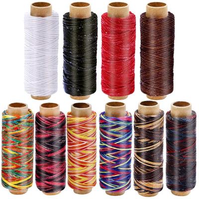 China Hot Sale 10 Colors Wax Thread Wax Thread Low Shrinkage Flat Waxed Sewing Thread For Leather Craft for sale