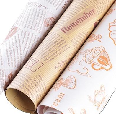 China Wholesale Waterproof Customized Printed Logo And Size Food Grade Safe Burger Grocery Paper Greaseproof Meat Wrapping Wax Coated Paper for sale