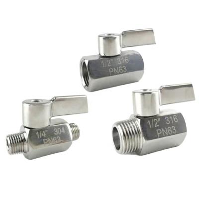 China General 304 316 CF8M Stainless Steel Male Female Male Threaded Mini Ball Valve 1/8