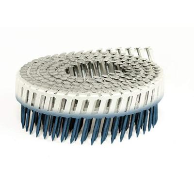 China 15 Degree Ring Shank Plastic Coil Nails Flat Head / Checked Head Founded for sale