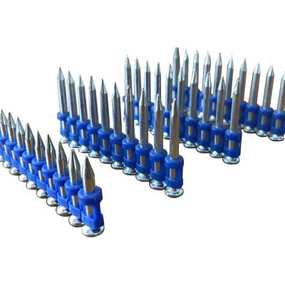 Chine goupilles concrètes de clous de bande bleue en plastique de 2.7mm*25mm, clous principaux plats de jambe lisse à vendre