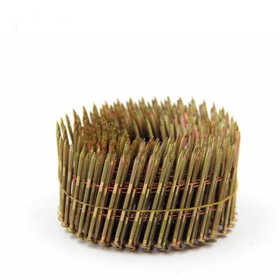 China 15 degree yellow coil nails Wire Coil Pallet Ring Nails Electric Galvanized Coil Nail for sale