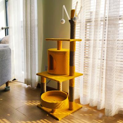 China Sustainable Luxury Wooden Style Large Cat Tree Large Wooden Scratch Upright Cat Tree Wooden for sale