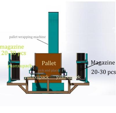 China Food Automatic Palletizer + Pallet +Corner Wrapping Machine Beads Applicator Pick and Place Machine for sale