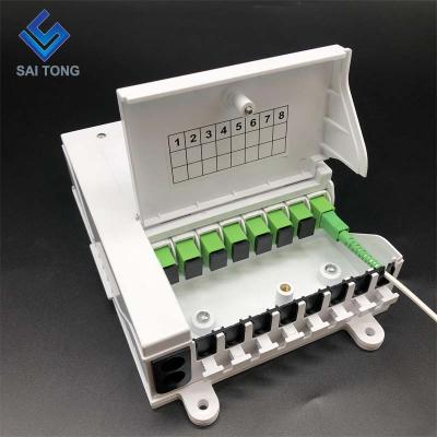 China 8 Port FTTH FTTB FTTX Mini Network Cixi Saitong FTTH 8 Core Fiber Optic Terminal Box Indoor And Outdoor Wall Mounted New Product With Ukrainian Style for sale