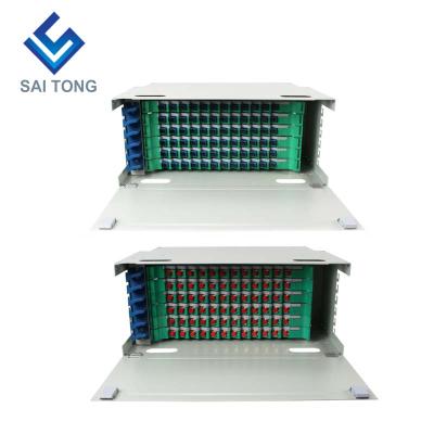 China FTTH FTTB FTTX Network SaiTong FTTH 19 Inch 72 Port Cabinet SC/FC ODF 6 U 72 Core Optical Fiber Distribution Optional Full Load for sale