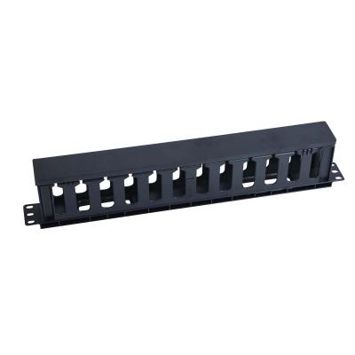 China 19 Inch Plastic Rack Mount 1U 2U 12 Ports Cable Management With Plastic Cover Plate for sale