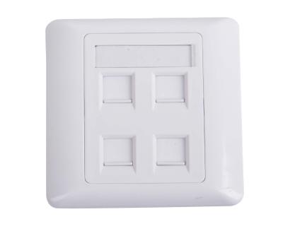 China Network Wholesale 4 Port 86 Type RJ45 RJ11 ABS Network Cat5 Cat6 White Faceplate rj45 With Left Pane 4 Keystone Wall Mount Jack for sale