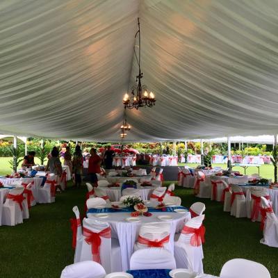 China Hard Extruded Aluminum Alloy 122x68x3mm Customized 10x40m China Aluminum 500 People Wedding Tent Marquee for sale