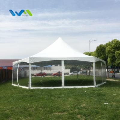 China Waterproof Cheap Price White PVC Roof 12m Hexagonal Tents For 100 People for sale