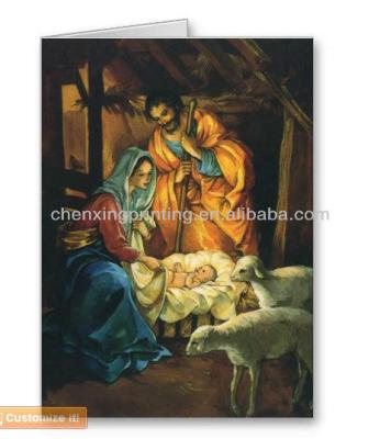 China paper & Cardboard Vintage Christmas Nativity, Baby Jesus in Manger Greeting Cards for sale