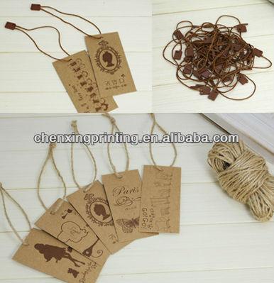 China Sustainable Custom Vintage Recycled Kraft Paper Hang Tags With Cotton String for sale