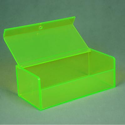 China Handmade Custom Shape Green Blue Neon Pink Fluorescent Neon Boxes With Flip Lid Small Clear Acrylic Plexiglass Neon Acrylic Box for sale