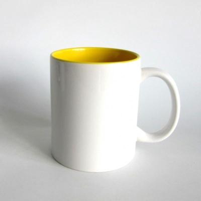 China Factory Wholesale Disposable Ceramic Mug 11oz Sublimation Inner Handle Color Mug for sale