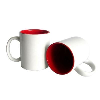 China Hotsale Disposable Eco-friendly Factory Produce Inner 11oz Two Tone Sublimation Ceramic Coffee Mug With Handle for sale