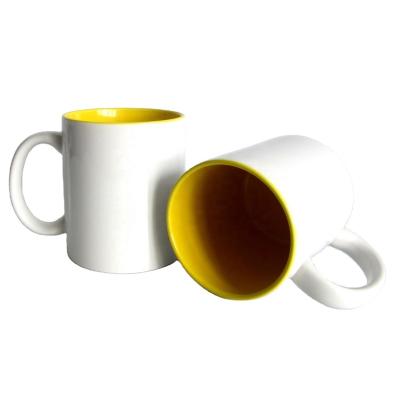 China Disposable Inner Mug Sublimation 11oz Color And Handle Ceramic Mugs Blank White Mugs for sale