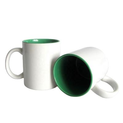 China Disposable inner handle color 11oz two tone sublimation ceramic mug made in china at low price wholesale for sale