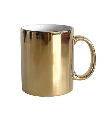 China Sustainable Promotion 11oz Glod Sublimation Ceramic Coffee Mug Sparkling Mug for sale