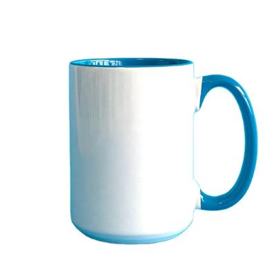 China Disposable Hot Selling Ceramic Mug With Print With Inner White/Handle Color Mugs For 425ml 15oz Coffee Cup for sale