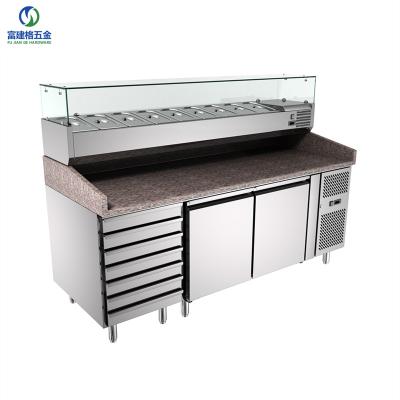 China Single-Temperature Factory Price Commercial Refrigeration Equipment Display / Refrigeration With Embraco Compressor Deluxe Pizza Counter for sale