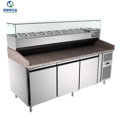 China Single-Temperature Table Top Freezer Commercial Use With High Quality Meat Embraco Compressor Pizza Chiller With Marble Top for sale