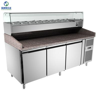 China Single-temperature China Freezer Meat Fridge Display Kitchen Fridge Pizza Making Refrigerator with Marble Top for sale