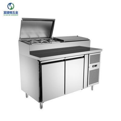 China Single-Temperature 2 Door Fancooling Stainless Steel Pizza Prep Station Vs 3 Door Pre Clamp Table With Marble for sale