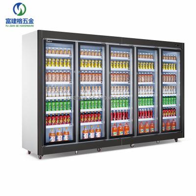 China Single-temperature Commercial Refrigerator For Shop Fridge Five Door Beverage Cabinet Display Bar Drinks Storage Cooling Fridge With Wheels for sale