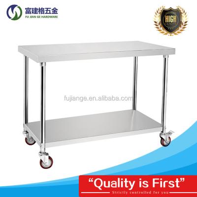 China Australia Kitchen Work Table with Casters Manufacturer Stainless Steel Restaurant Work Bench with Undershelf FJG-WT-009 for sale