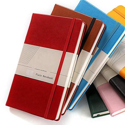 China Hardcover Book Printing Custom Logo Size Hardcover PU Leather Notebook With Elastic Band A5 for sale