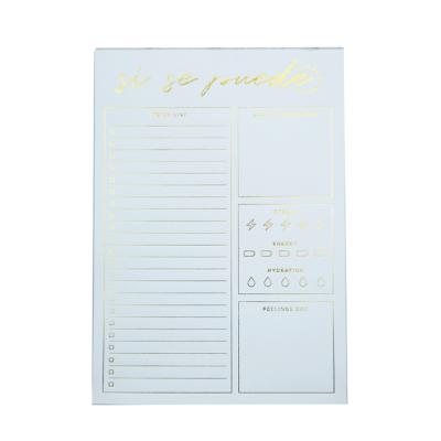 China Luxury Weekly Rose Gold Foil Stamping Loose Leaf Gold Logo To Do List Notepads Custom for sale