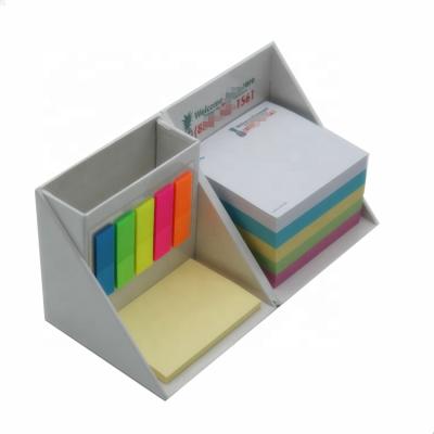 China Recycled Materials Cube Eco-friendly Recyclable Foldable Square Note Set Sticky Box With Pen Holder for sale