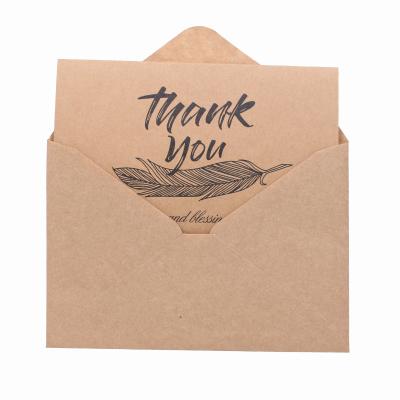 China paper & Black Printing Cardboard Kraft Paper Business Card Thank You Card With Envelope for sale