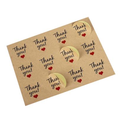 China Small Round Brown Waterproof Eco Friendly Kraft Paper Thank You Labels Sticker for sale