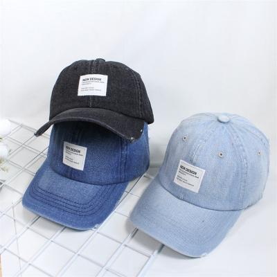 China Thick Beanies Spring Solid Color Patch Summer Washed Sports Team Hats Custom Sports Hat Denim Baseball Cap Women Ponytail Hat for sale