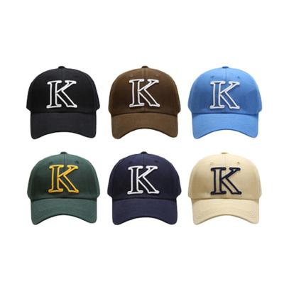 China Wholesale Blank Custom Embroidered Letter K Hats Manufacturer Thick Adjustable Cotton Beanie Panel Fitted Black Baseball Hats For Men for sale