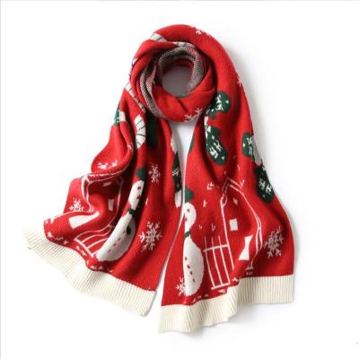 China Popular Tie Dye New Style Christmas Scarves Christmas Snowman Knitted Christmas Scarf Winter Scarf for sale