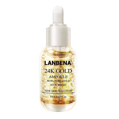 China Whitening Hot Selling Ordinary Lanbena 24K Gold Skin Firming Whitening Serum To Reduce Fine Lines Brightening Skin Tone Nourishing for sale