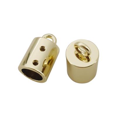 China Custom Handbags Metal Rope Gold Round Stopper Clip Stoppers Bell End For Rope for sale